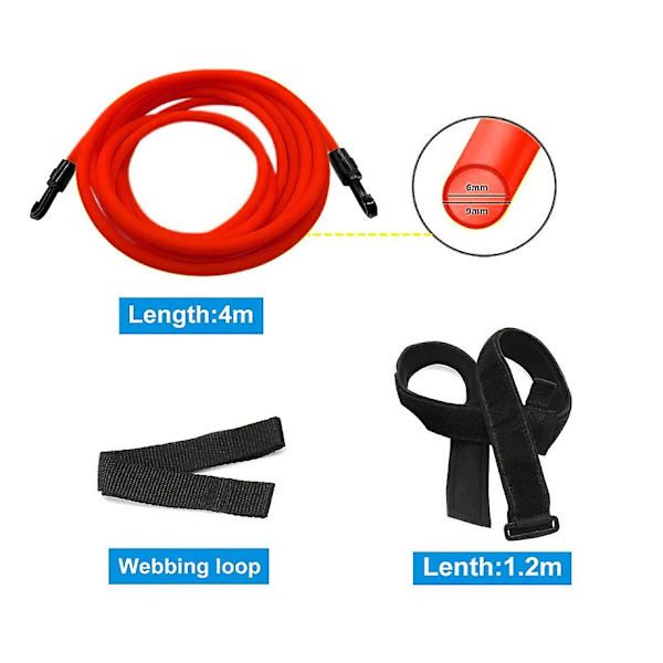 Simträningsbälten Simbungee-snören Motståndsband Simträningsutrustning RED