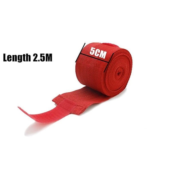 2 st Bomullsboxningsbandage Stöd Längd 2,5 m Bredd 5 cm För Karate Mma Wushu Sanda Fight Träning Handleddsremmar Handskar Wrap Red