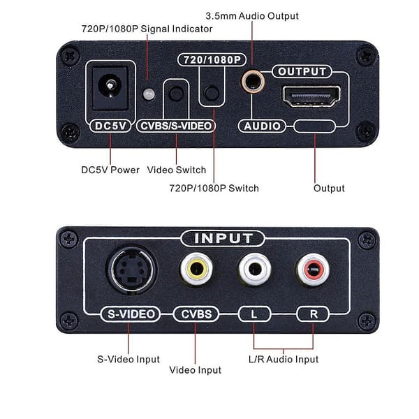 [LCS] HDMI til RCA, HDMI til AV, 1080p HDMI til AV 3RCA CVBS komposittvideo