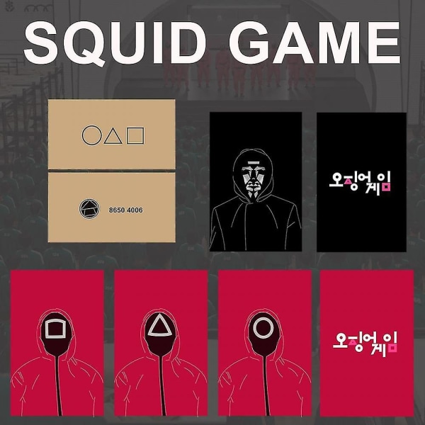 8st Squid Game Inbjudningskort Cosplay Prop Spelkort Tillbehör