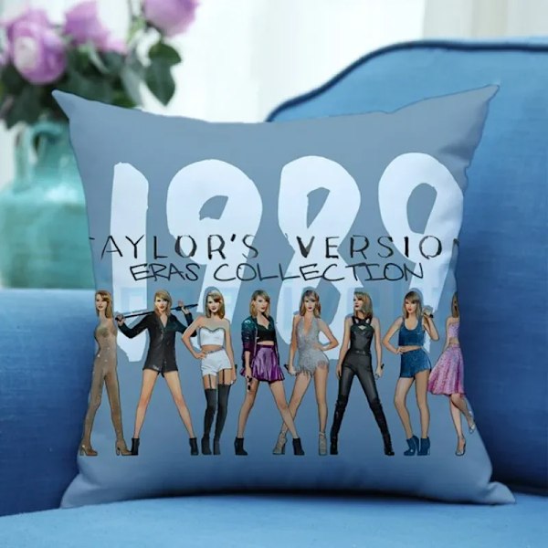 Taylors The Swifts -teemainen tyynyliina Laulaja-kiertue Musiikkitähdet Hahmot Yksipuolinen TS-painatus Koristetyynynpäällinen Koristetyynyt Tyynyliina 6 Flax(45x45cm) Pillowslip 6