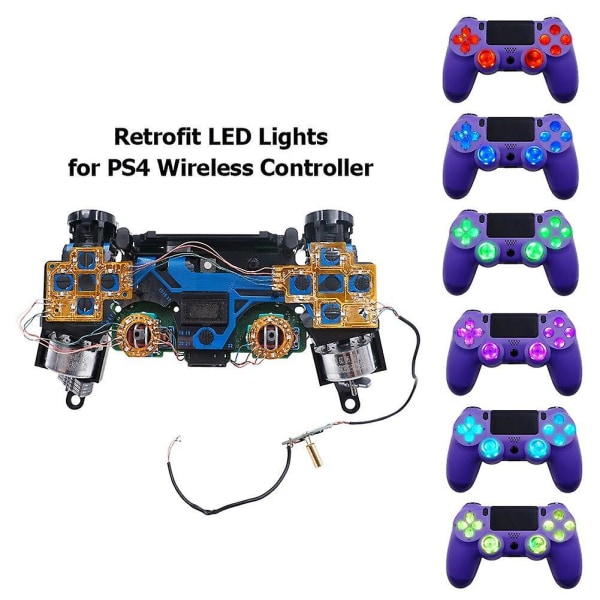 Tumspakar ansiktsknappar dtf led kit 6-färgs belyst d-pad för ps4 handkontroll elektroniska maskintillbehör