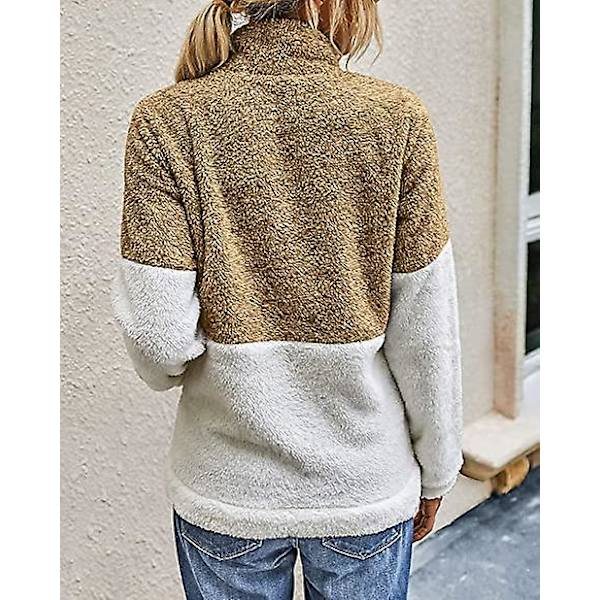 Sherpa Pullover Fleecejakker til Kvinder Frakke Overtøj brown L