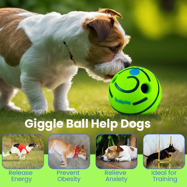 Giggle Ball for Hunder, Interaktivt Hundeleketøy, Hundeball med Morsomme Lyder, Hundeleke mot Kjedsomhet og Angst for Små, Mellomstore og Store Hunder