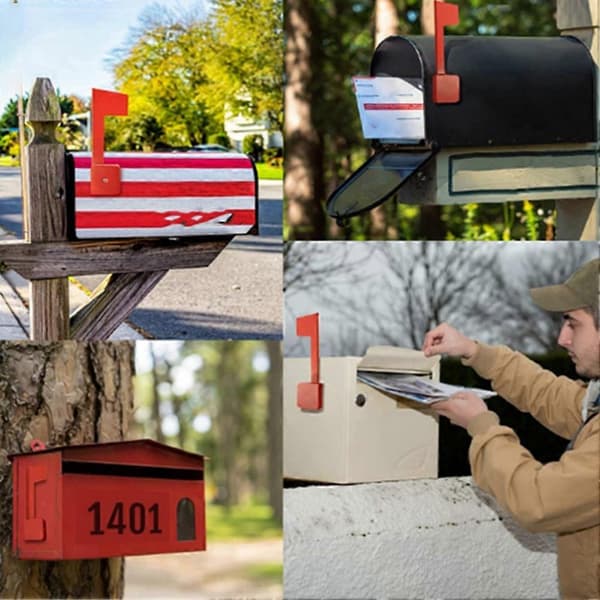 Erstatningssett for postkasseflagg, rødt postkasseflagg i plast, nødvendig, passer til vegg- og stolpemonterte postkasser