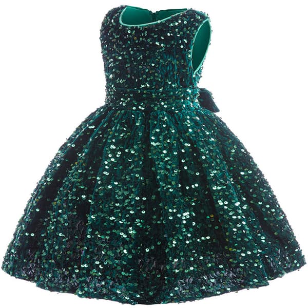 Juleprinsesse Retro Pailletkjole Piger Dansefrokostkjole Grøn 110CM Green