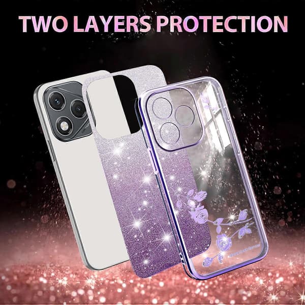 [LCS]KADEM For Honor 400 Lite 5G Deksel Blomst TPU Fleksibel Gradient Telefondeksel Lilla