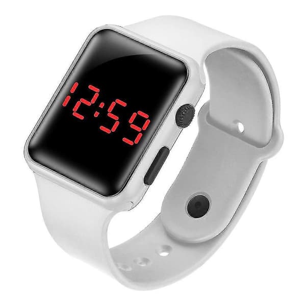 [LCS]Barn Pojkar Flickor Elektronisk Led Digital Display Klocka Silikon Armbandsur White
