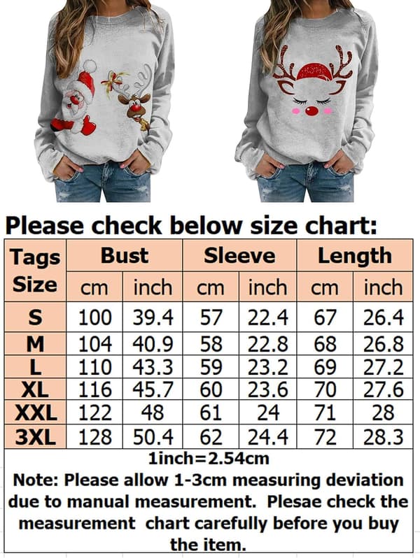 Damesweatshirt med julemotiv og fleecefôr
