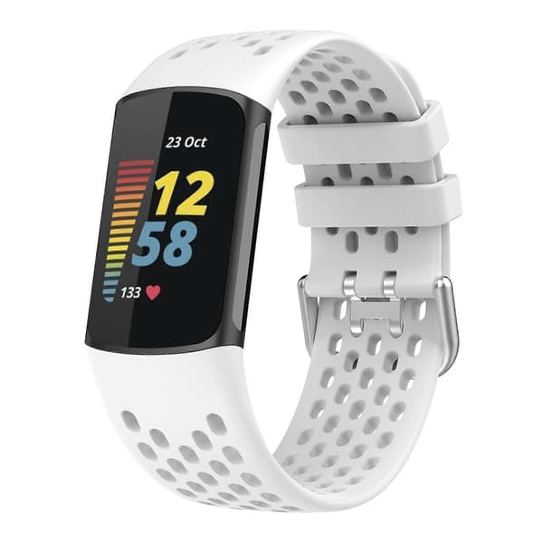 [LCS] Enfärgat andningsbart sportarmband i silikon White For Fitbit Charge 5