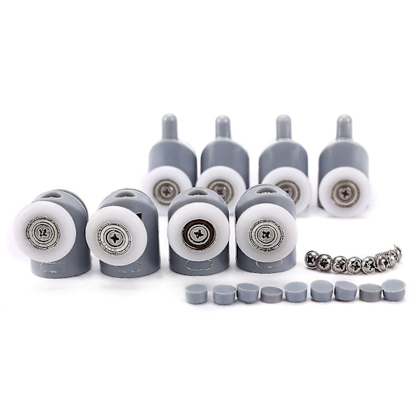 8x Rull Dobbel Rullett Hjul Dusjdør Bad - Rullediameter 25mm