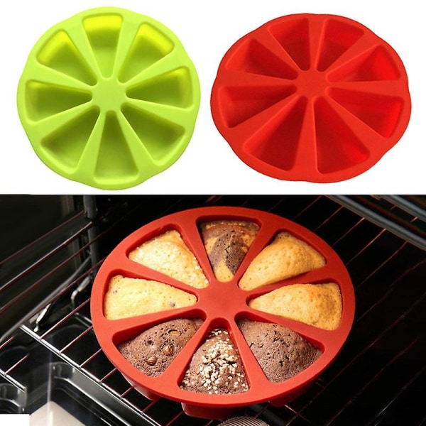 8 Fack Silikon Kilform Kakform Individuell Portion Pizza Slice Köksredskap Red