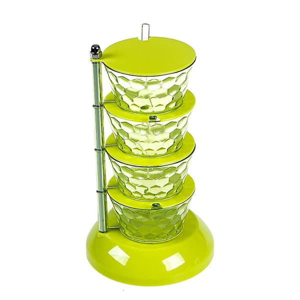Vertikal Kryddförvaring Roterande Kryddförvaring Vertikal 5-lagers Kryddburkar Hem Kryddförvaring Green 4 Layer