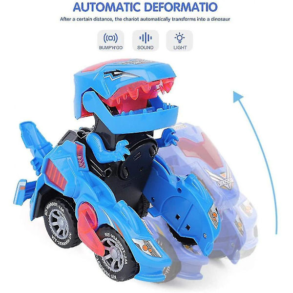 2 in 1 muuntuva dinosaurus LED-auto valolla ja musiikilla, T Rex