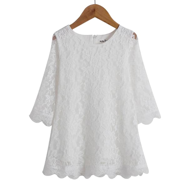 [LCS] Kukkaistytön mekko, pitsimekko 3/4-hihainen mekko white 90cm