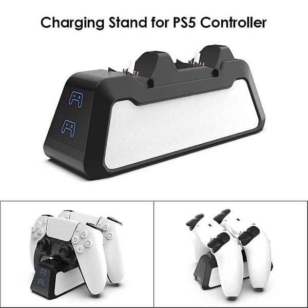 Snabb laddare för PS5-kontroller USB-port Dualsense snabbladdningsstation med LED-indikator för PS5 trådlösa kontroller