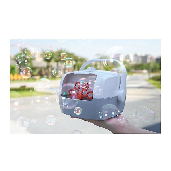 Ny Resväska Automatisk Bubbelmaskin Blåsare Fest Bröllop Scen Ett Klick Bubbla (Vit Grå)