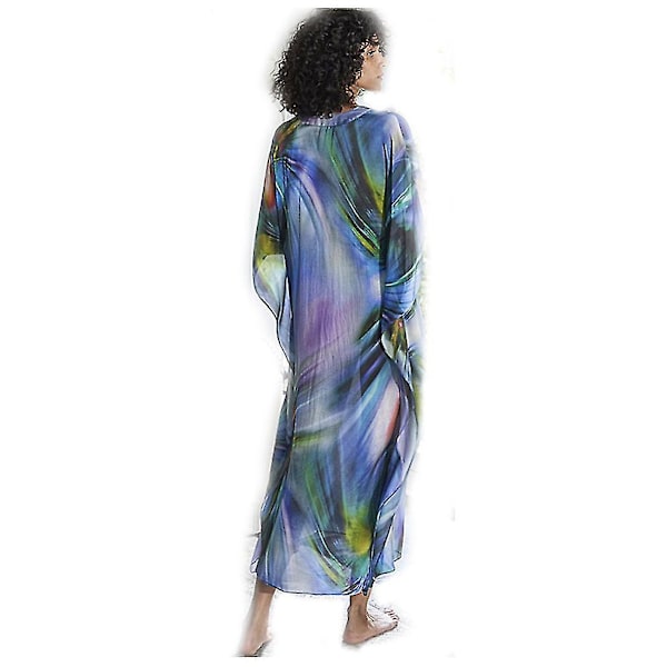 Blommig Sommar Bikini Cover Up Solskydd Elastisk Strandklänning