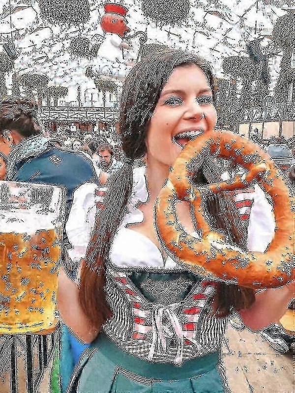 Traditionel bayersk stil Dirndl-kjole til kvinder med bluse og forklæde sæt Dark Green L