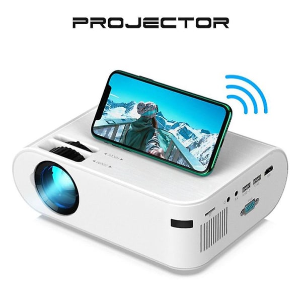 Bärbar miniprojektor Smart Hd-projektor Multifunktionell trådlös videobeamer för hemmakontor Nyhet US Plug Basic Edition