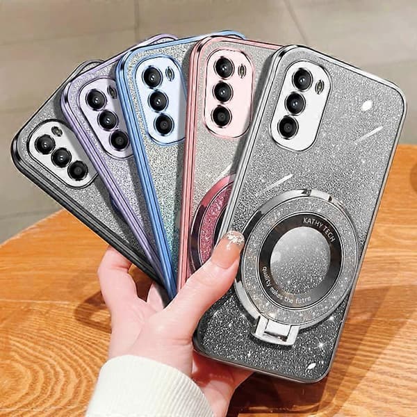 Pyöreä pidike TPU-puhelinkotelo Motorola Moto G52 / G82:lle Purple