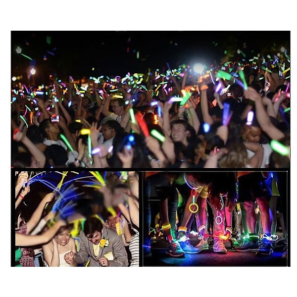 100 Premium Glow Sticks Mega Party Pack Kit Lysende Festtilbehør