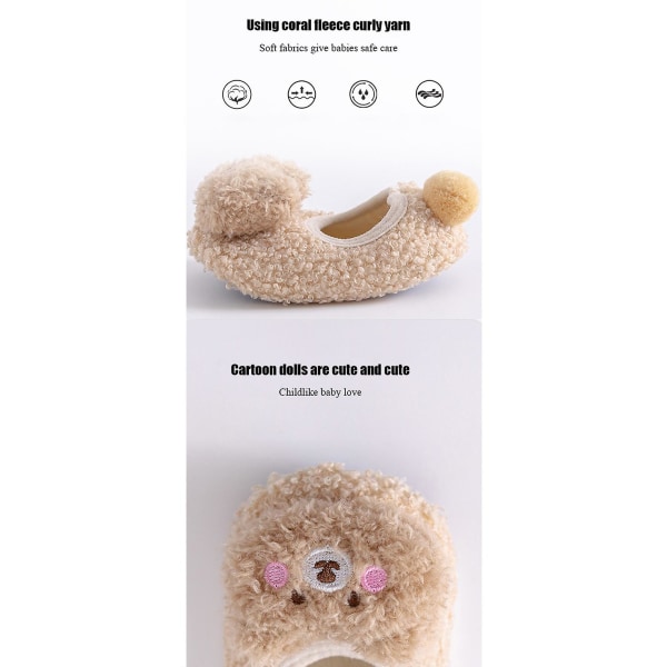 Baby Småbarn Anti-halk Fuzzy Slipper Floor Andas Tjocka Skor Strumpor pink 12-24months