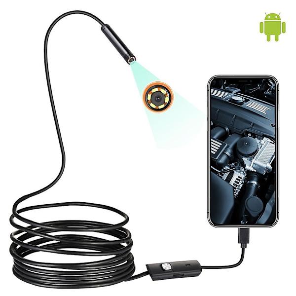 Endoskop Kamera Vandtæt Endoskop Boreskop Justerbar Blød Ledning 6 Leds 7mm Android Type-c Usb Inspektion Kamera Til Bil