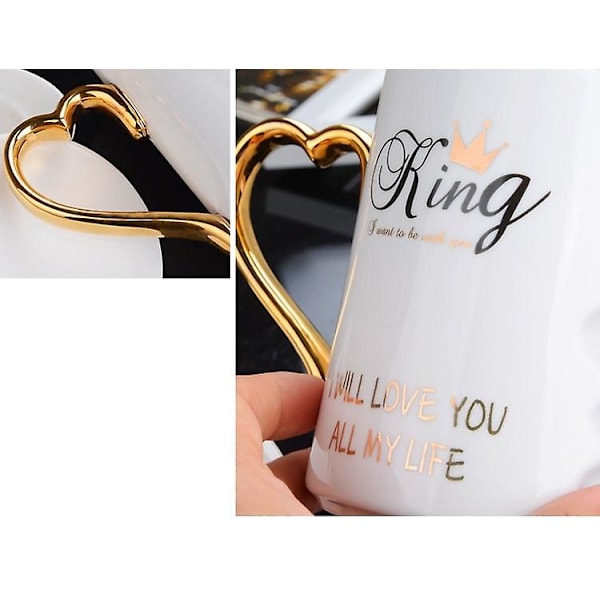 2 stk./sæt Par Kop Keramisk Kys Krus Valentinsdag Jubilæum Bryllup Fødselsdag Julegave A with Lid box