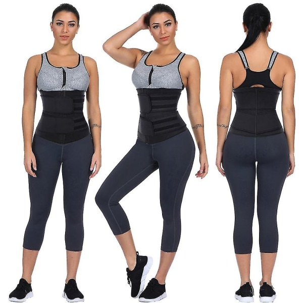 Midjetrimmer Bälte Kvinnor Bastudräkt Svett Wrap Tränare Bantning Kroppsformare Black 4XL