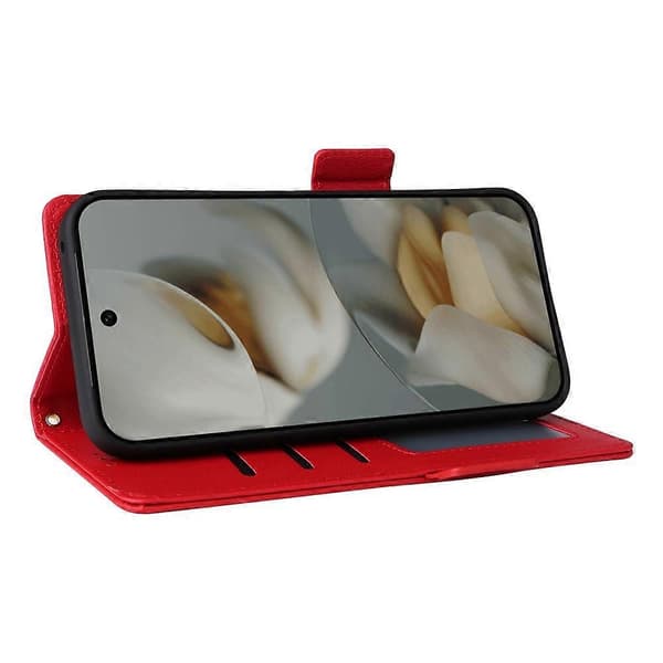 Kompatibelt fodral för Google Pixel 10 Pro XL med handledsrem Litchi-textur PU-läder plånboksfodral Red