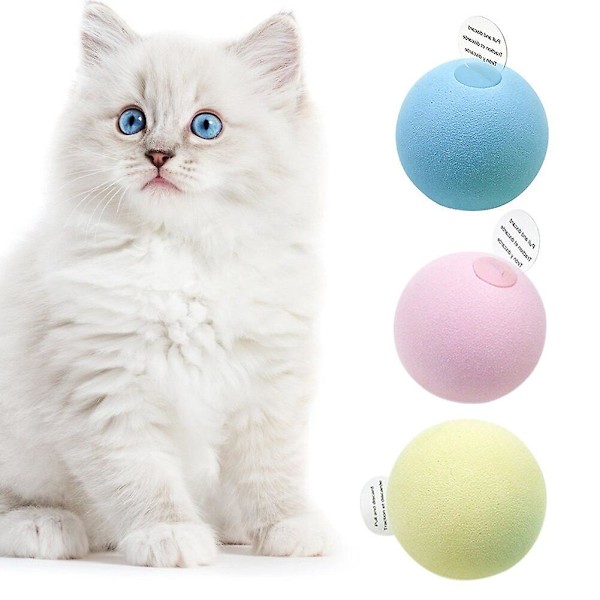 Kattleksaksboll Kattleksak Med 3 Olika Kvittrande Ljud Kattsparkleksaker För Bilträning Rolig Husdjursleksaksboll Blue