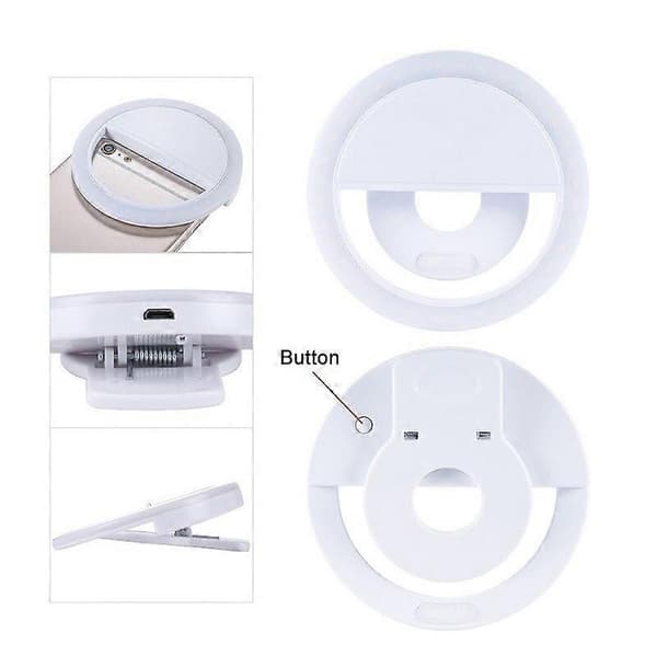 [LCS] Mobiltelefon Fylllys Ringlys LED Ringlys for Selfie Live USB Oppladbart Ring Fylllys white