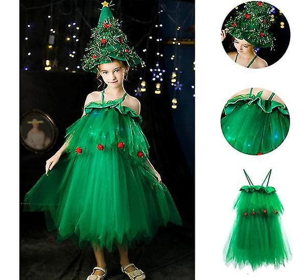 [LCS] Piger Glitter Juletræ Kostume 150cm