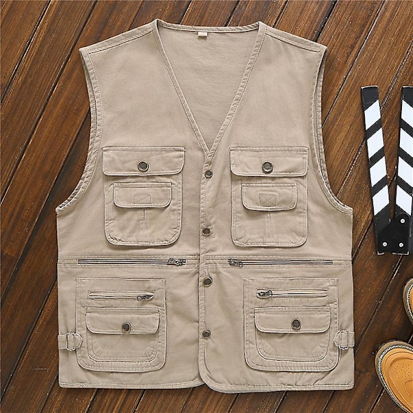 Bomuldsvest med flere lommer, skulder, fiskeri, fotografering, mænd, gul XXXXL yellow