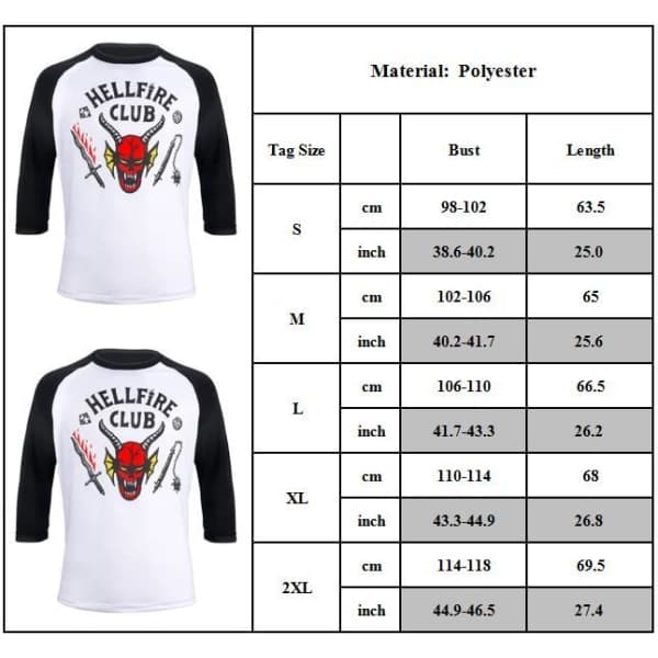 [LCS] Stranger Things Kausi 4 3D Hellfire Club T-paita Aikuiset Unisex S