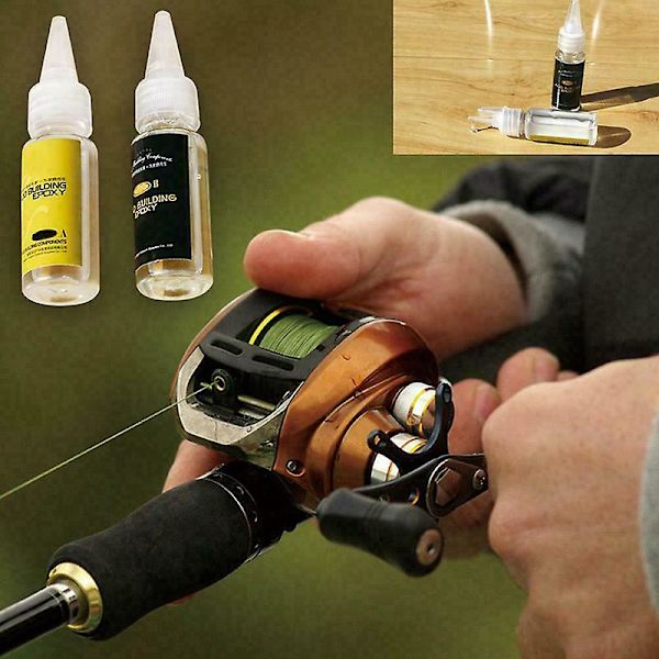 2 stk. fiskestanglim, fiskestang epoksyharpiks AB-lim, transparent lim for fiskestangsnøre 40ml