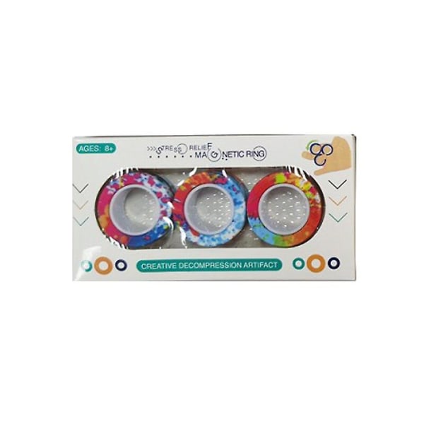 3 st Finger Magnetiska Ringar Fidget Spinner Leksak Färgglada Fingerringar Leksak Perfekt För Träning Lindra Stress B