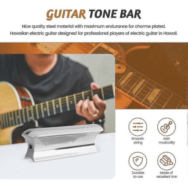 Hawaiisk solid rustfri tonebar gitar slide, stål slider for akustiske elektriske gitarinstrumenter, kromfarget bærbar