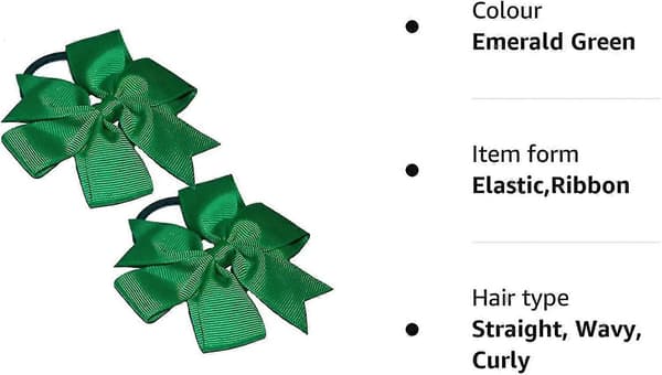 [LCS] 2 x 'flat vifte' sløyfehårstrikker | Hårstrikk | Skolehår | Båndsløyfe Emerald Green