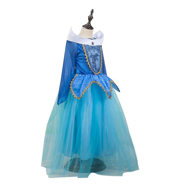 Prinsessklänning Regnbåge Tyllklänning Födelsedag Barnkläder Blue 110cm