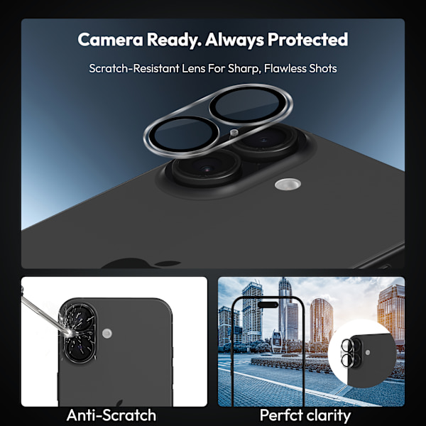 [LCS]2-Pack iPhone 17 Screen Protector & 2-Pack Lens Protector - Tempered Glass | [Automatic Installation] - Bubble-Free