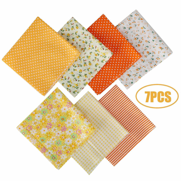 Lapptäcks-tryckt polyester-bomullstyg 7PCS-25*25cm Yellow