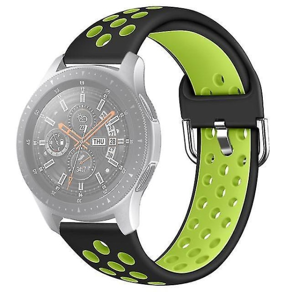 Tvåfärgad silikonrem för Galaxy Watch S3 46mm / Huawei GT 1/2 22mm Storlek L Svart Grön