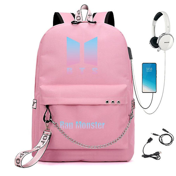 Bts Ryggsäck Söt USB Laddning Skolväska Style13