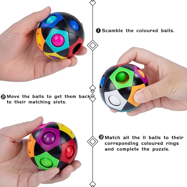 Magic Rainbow Ball Fidget Ball, ny version Pusselboll Magic Ball Speed ​​Cube 3D Puzzle Fidget Toy för vuxna och barn