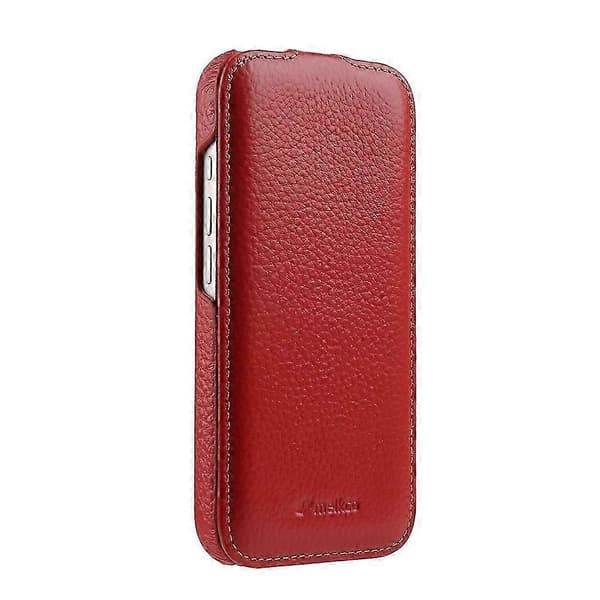 [LCS] MELKCO Vertical Flip Case in Genuine Cowhide + PC for iPhone 17 Pro Max (MagSafe Compatible) Red