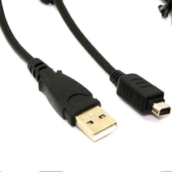 12-nastainen kameran USB-datakaapeli Olympukselle - Yhteensopiva E-PL7, E-PL1/2/3/5/8, EM5, E-M10Ii, EM1, CB-USB5, CB-USB6 kanssa Black