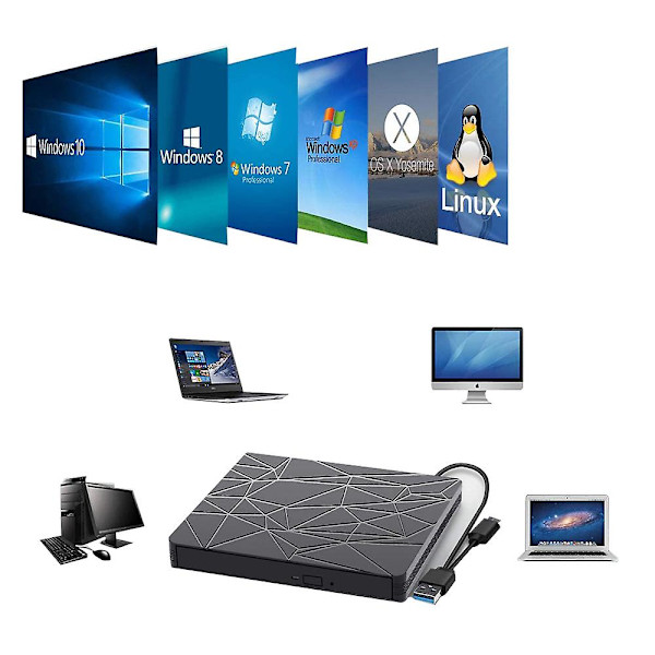 USB 3.0 & Type C DVD-asema, CD-poltin, ulkoinen DVD-RW-soitin/kirjoitin