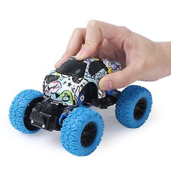 Tröghetsdriven pullback tvåhjulsdriven anti-fall terrängbil leksak i legering blue